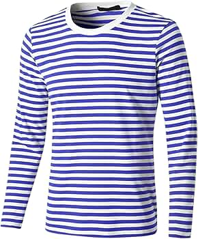 uxcell Men's Christmas Striped T Shirt Crew Neck Long Sleeve